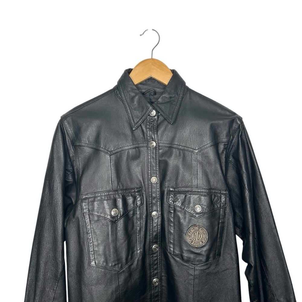 Harley Davidson Vintage Classic Leather Motorcycle Snap Jacket Women’s Medium - Picture 4 of 16
